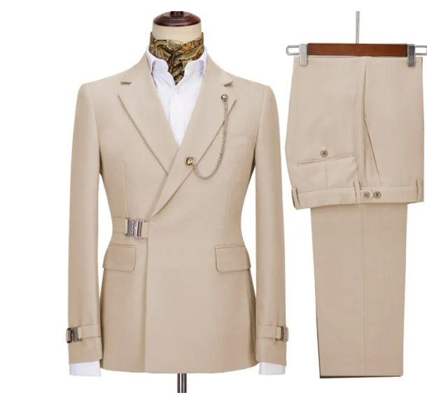 2 Pieces Men's Business Suits Regular Fit Notch Lapel Prom Tuxedos For Wedding (Blazer+Pants)Does not include chest accessories - same as photo 2, M