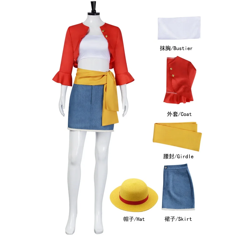One Piece: Monkey D. Luffy | Red Cosplay Costume 24 One Piece Monkey D. Luffy Cosplay Costume for Women (Unofficial)