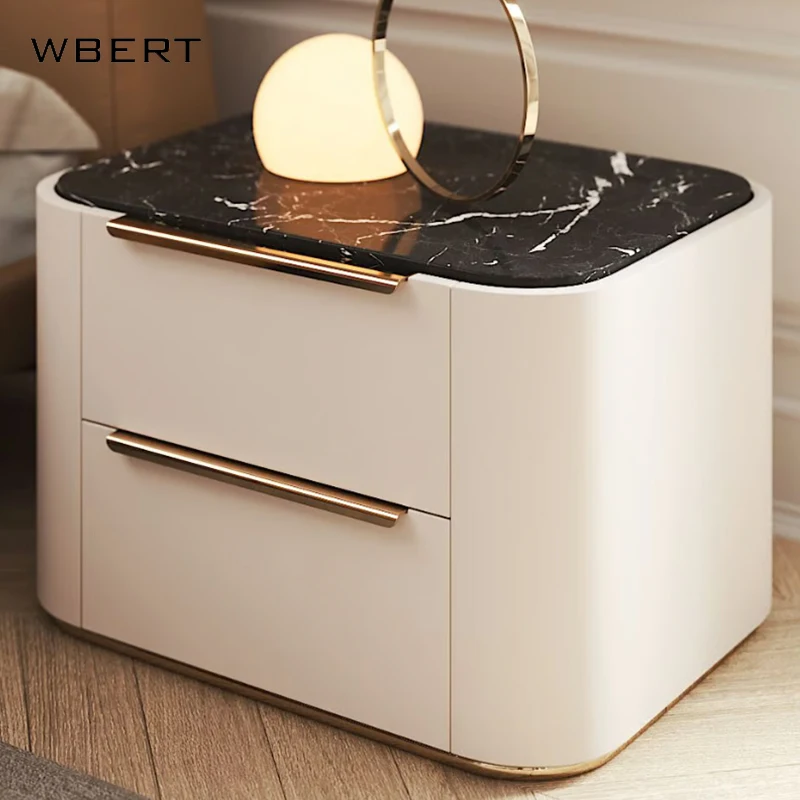 WBERT 모던 이탈리아 럭셔리 침실 가구, 고급 맞춤형 솔리드 우드 스퀘어 침대 옆 보관 캐비닛 디자인