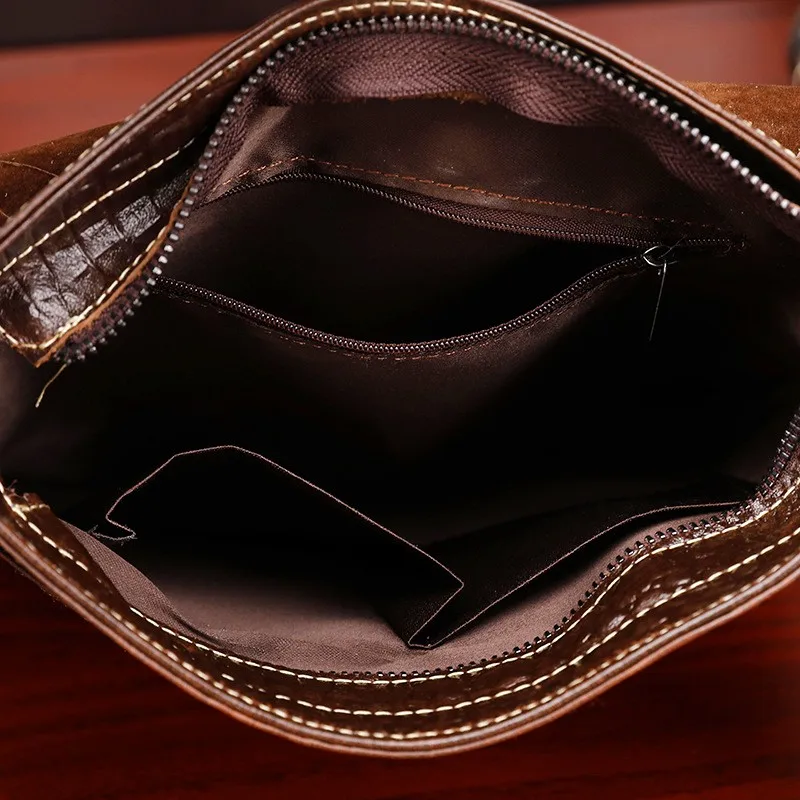 Male Crocodile Pattern Messenger Bags Genuine Leather Briefcase Fashion Designer Handbag Business Shoulder Ipad PC Storage Pack