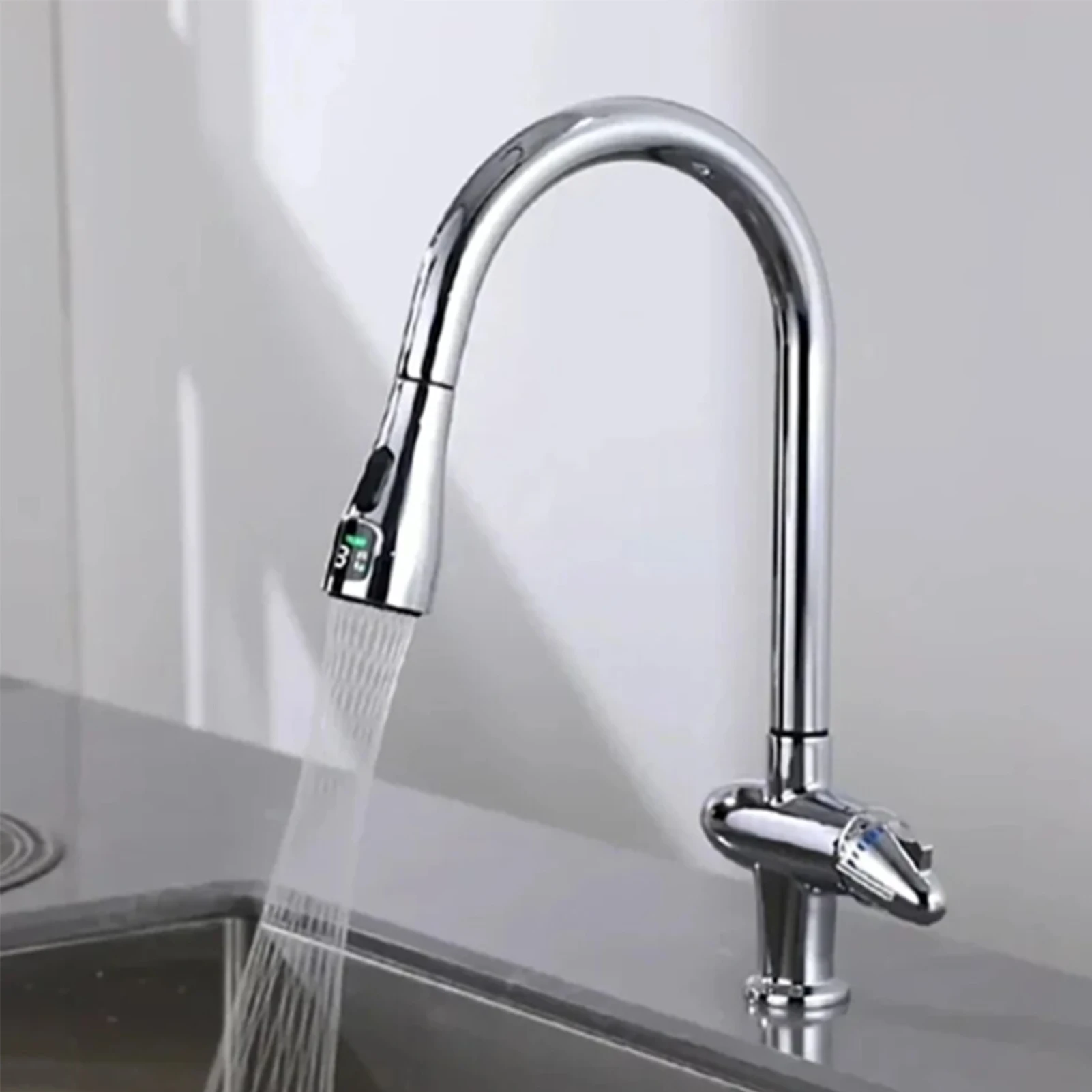 

LED Digital Display Faucet Tap Nozzle Connection Replacement Water Saving Reduce Bills Kitchen Swivel Head Water-saving Spray