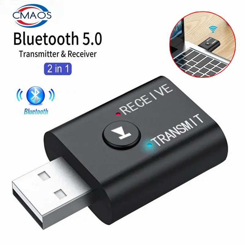 USB 무선 블루투스 어댑터 5.0 송신기, 컴퓨터 TV 노트북 스피커 헤드셋 어댑터, 블루투스 수신기, 2 in 1