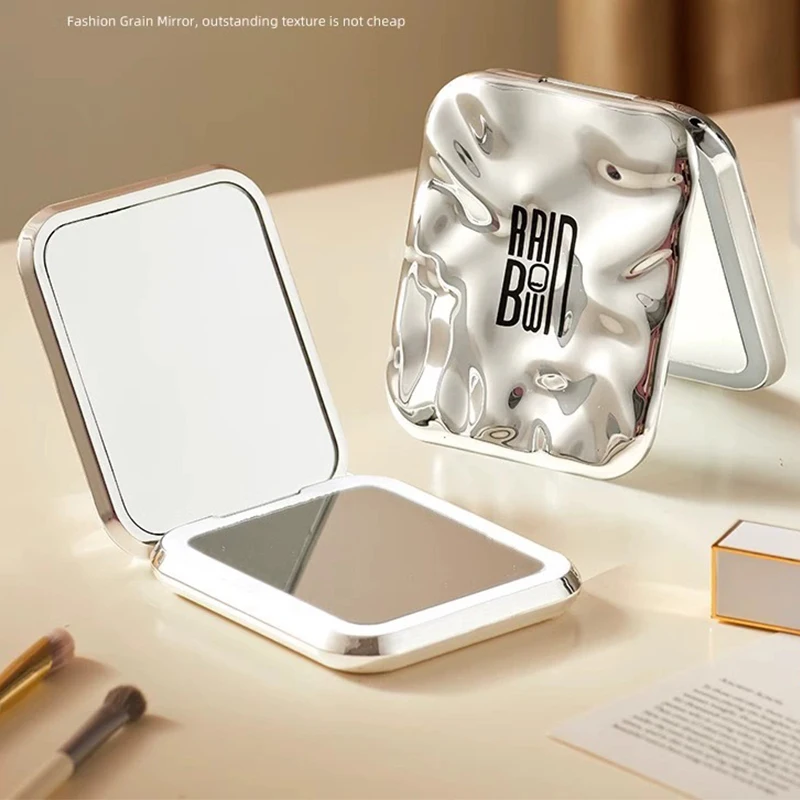 Galaxy Folding Make Up Mini Mirror with LED Light 5X Magnifying Small Pocket Portable Travel Cosmetic Mirrors with Type-C Cable magnifying glass with led light usb charging headband magnifier multiple magnification glasses magnifier repair reading glasses