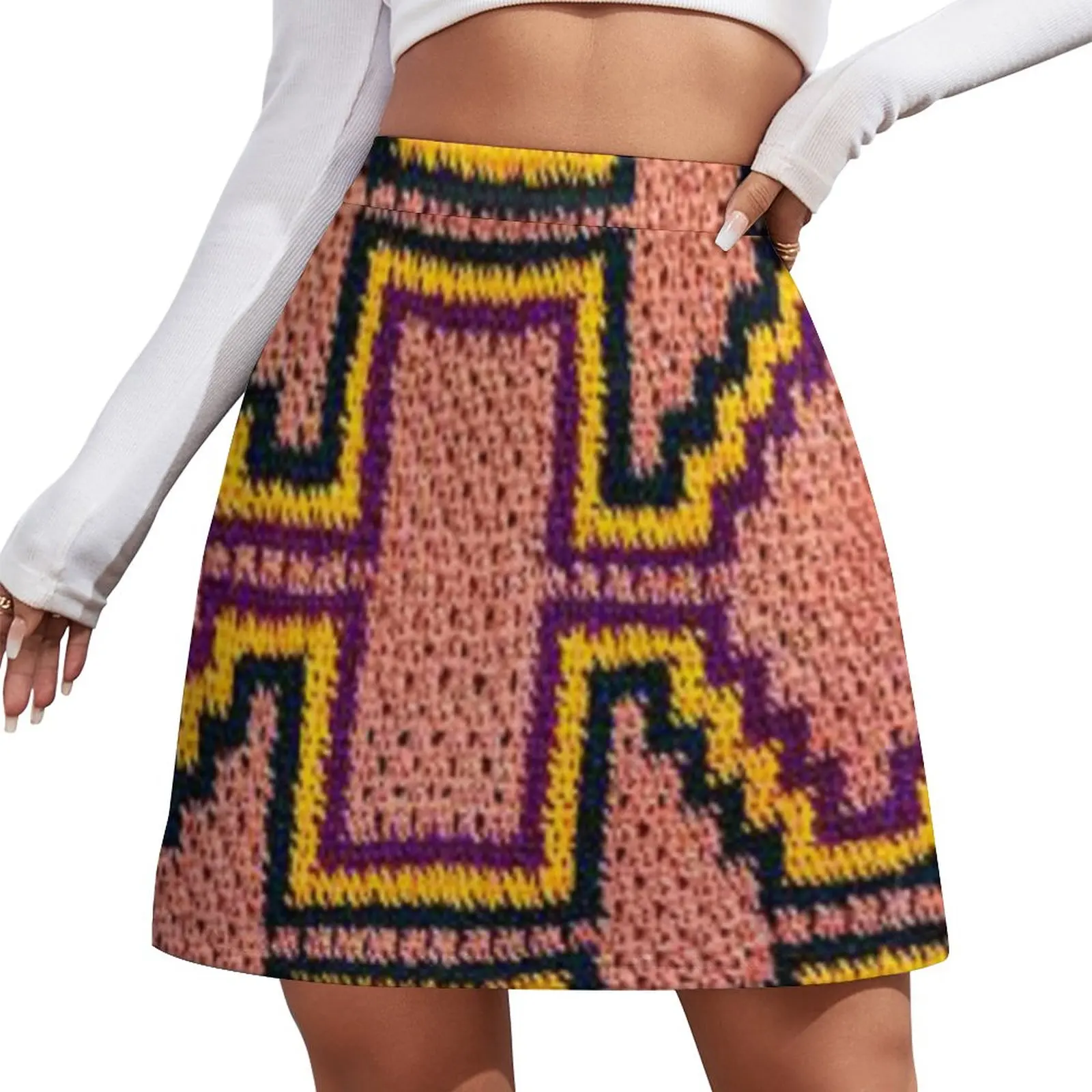 

Papua New Guinea Special Traditional Bilum (string bag) Designs and Prints Mini Skirt Korean clothing japanese kawaii clothes