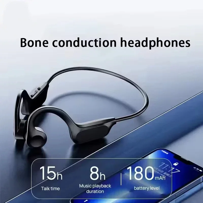 Wireless Bone Conduction Sports Earphones - Waterproof Neckband with Mic, Enhanced Sound, and Long Battery Life