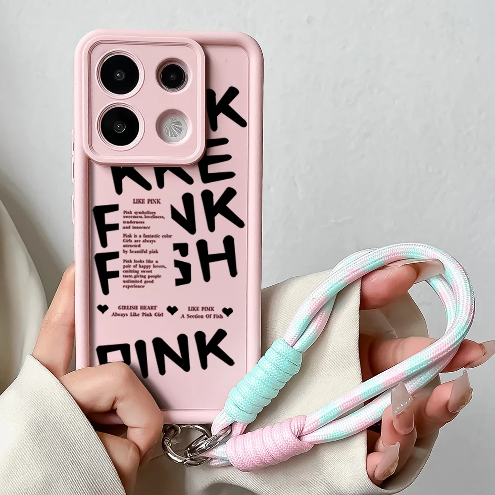 Wrist Chain Lanyard Phone Case with English Words Design