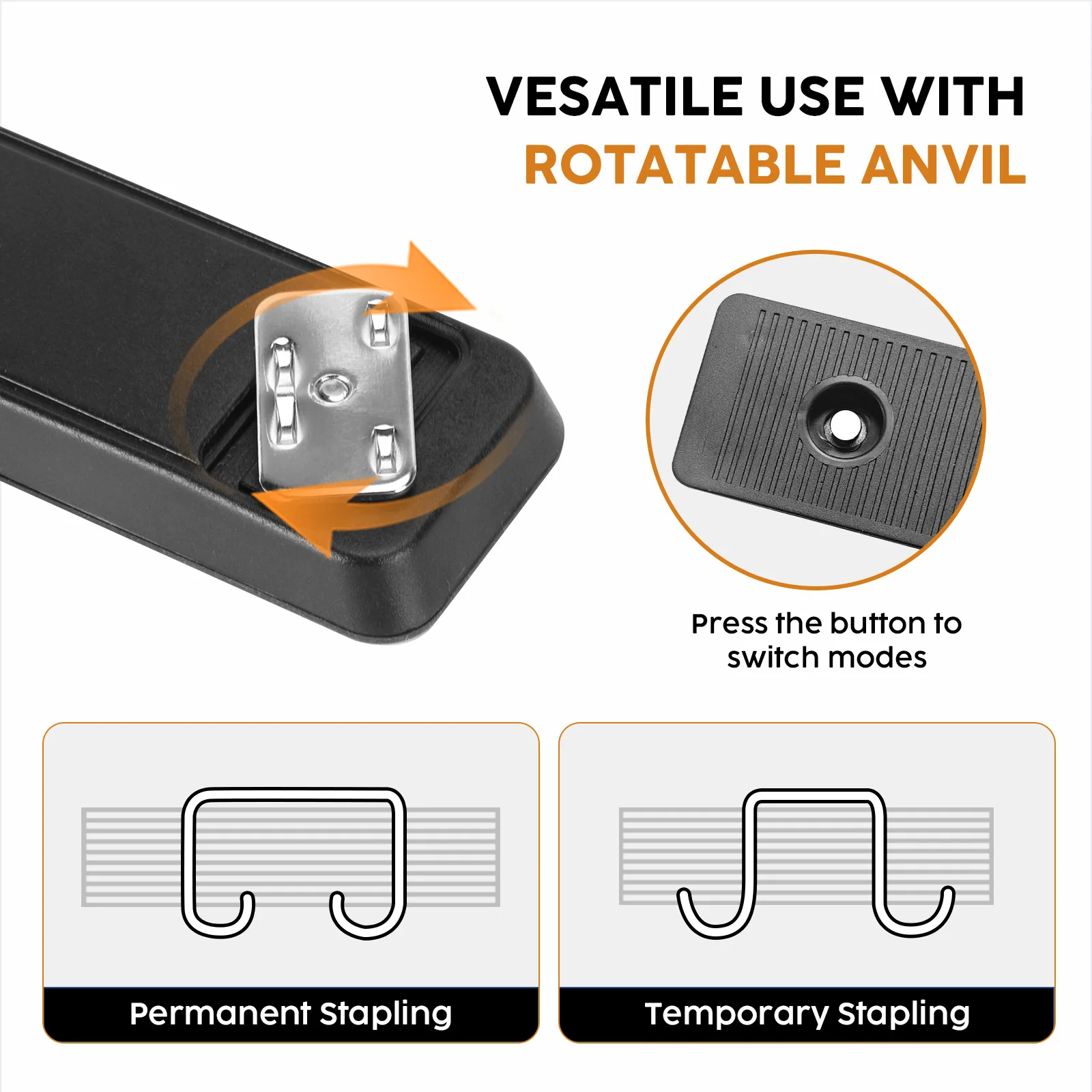EAGLE 스테이플러, 1000개 스테이플, 회전식 앤빌, 7.2cm 스테이플 길이, 금속 풀스트립, 사무실/가정/스튜디오에서 손/탁상용으로 사용 가능