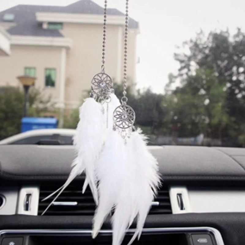 

Feather Car Pendant for Girls Feather Mirror Hanging Pendant Home Decor Girls Lucky Car Ornament Hanging Trim Car Accessories
