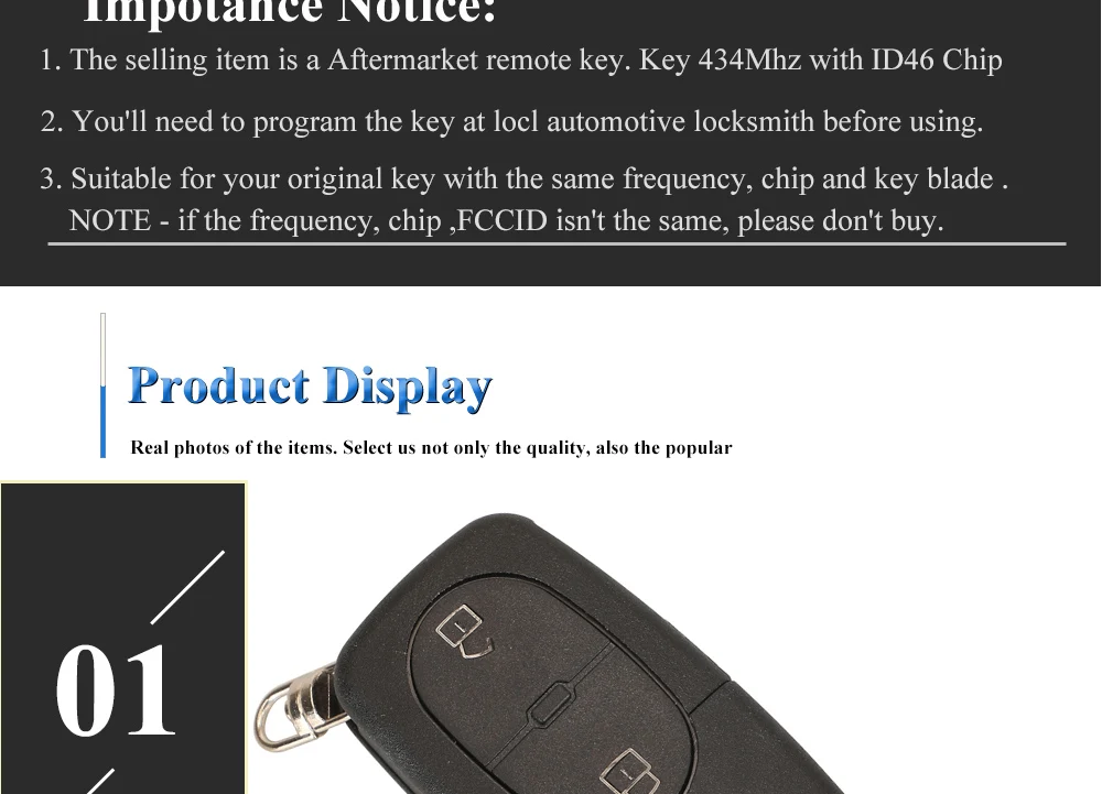 Keyforkess Chip chiave remota 433Mhz ID48 Chip per Audi A3 A4 A6 A8 TT 2 pulsante Flip pieghevole chiave dell'automobile Contol 4D0.837.231 - S9547274a145a42c8bd6bbed9416e5afbf