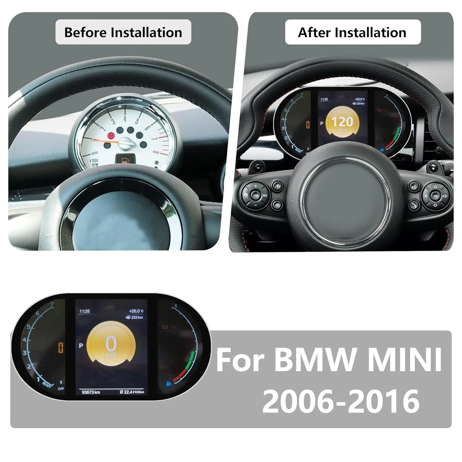 Grupo automático para BMW MINI Cooper R55 R56 R58 R60 2007-2014 velocímetros tablero serie R panel de instrumentos de pantalla digital 1