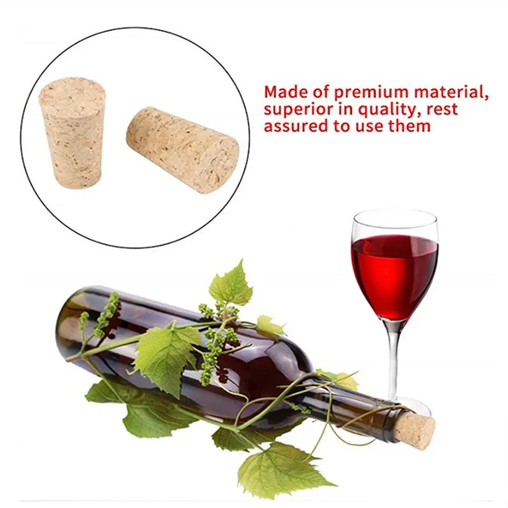 Wine Corks Standard Natural Soft Wood Wine Stoppers Reusable Tapered Sealing Plug Portable Beer Bottle Stoppers for Wine Bottle
