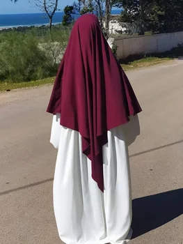 Eid Prayer Garment Long Khimar with veil Islamic Women Hijab Sleeveless Tops Abaya Jilbab One Piece Ramadan Muslim Arab Clothing