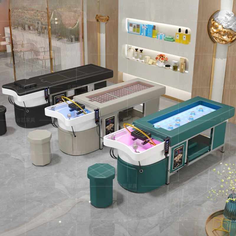 Intelligent Moxibustion Shampoo Chair Head Therapy Beauty Salon Dedicated Water Cycle Shampoo Chair Cadeira Furniture QF50SC