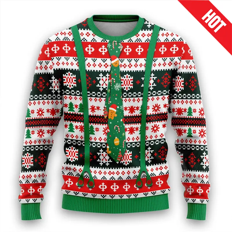 Men Women New Year Eve Xmas Sweatshirts Kid 3D Funny Suit Print Holiday Party Jumper Top Couples Pullover Ugly Christmas Sweater - Image 4