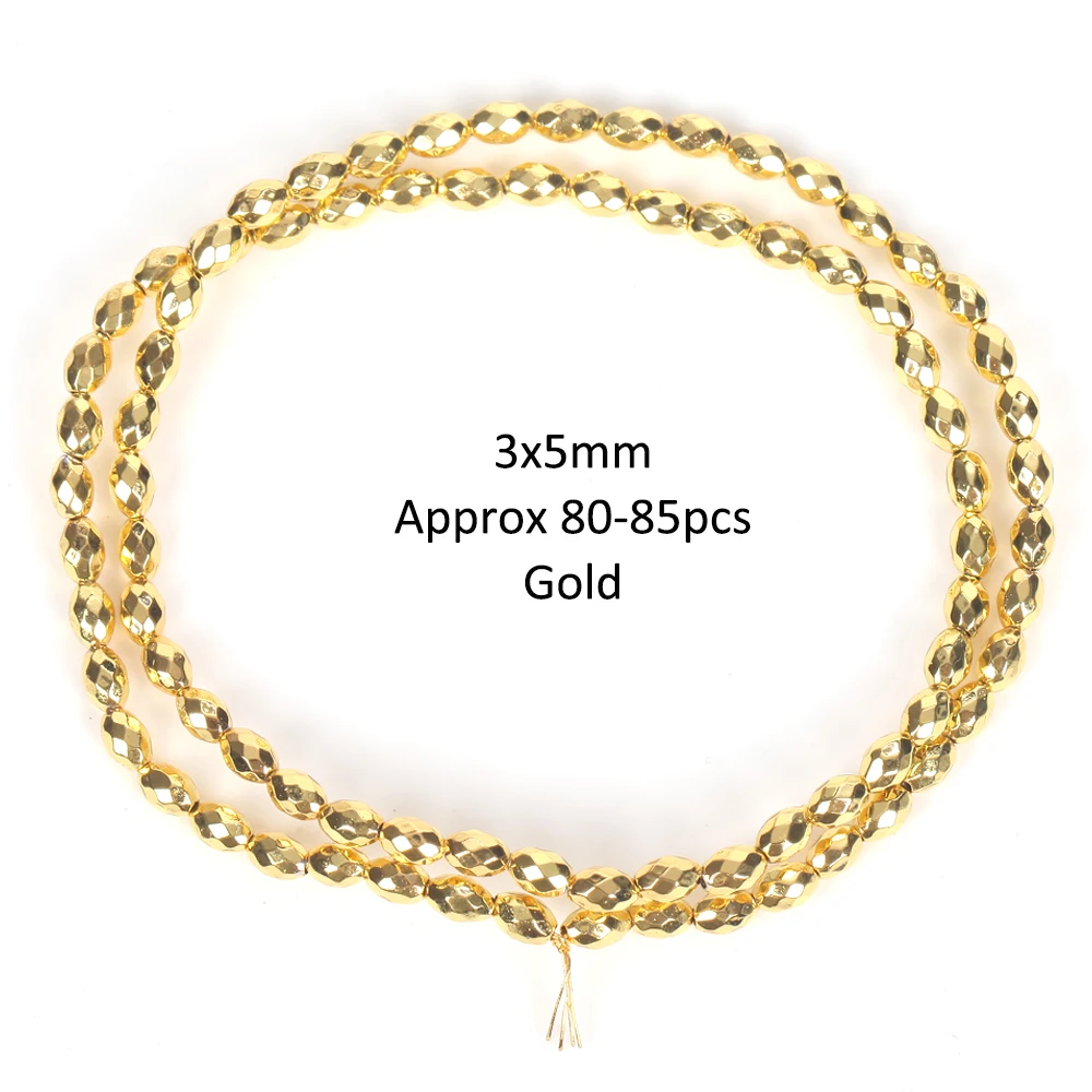 Natürliche Stein 3x5mm Bunte Überzogen Facettierte Reis Form Hämatit Charms Spacer Perlen Für Schmuck Machen Diy Armband zubehör – Detail 16