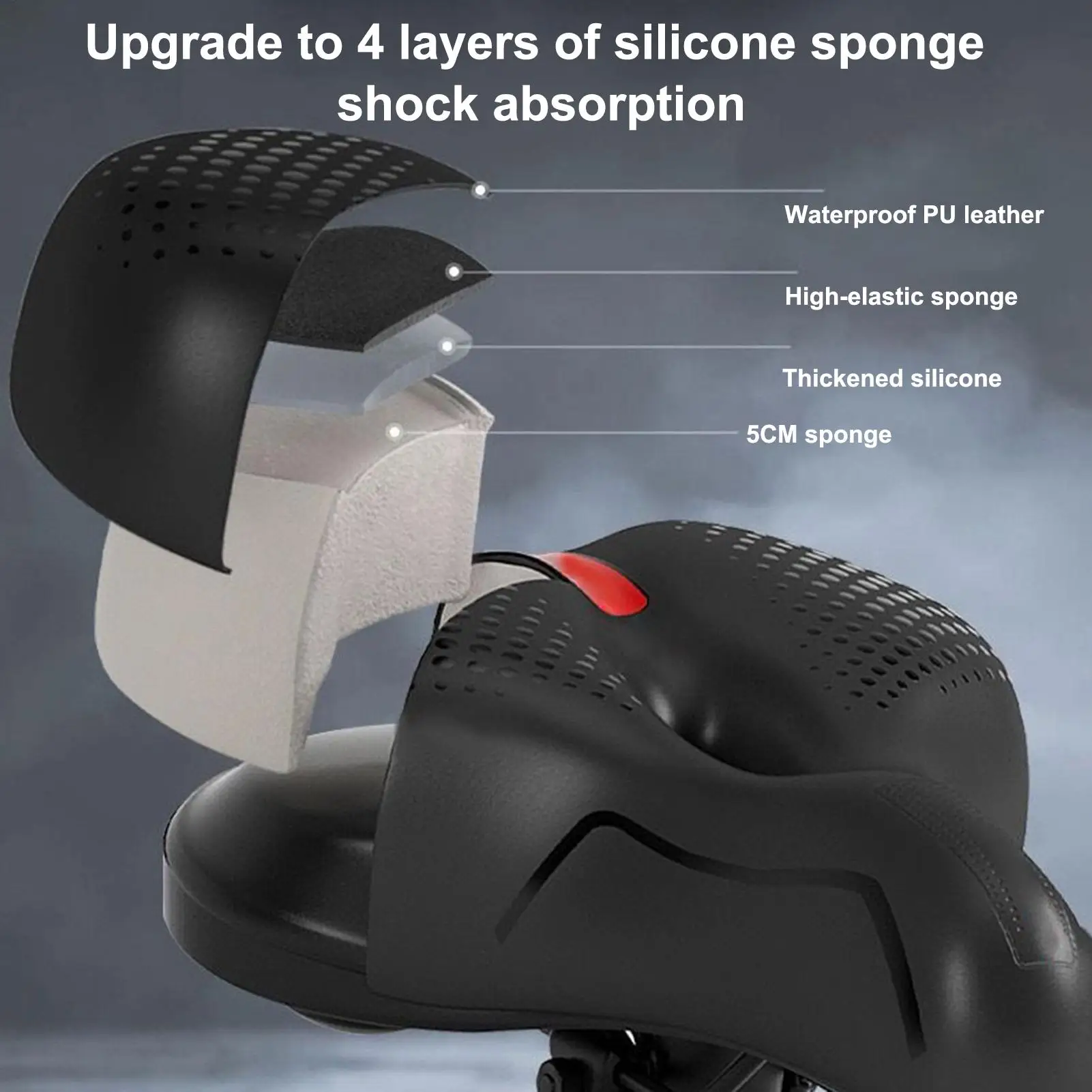 Bike Saddle Silicone Cushion Shock Absorbing Comfortable Cycling Seat Hollow Breathable Thickened Sponge Bicycle Seat