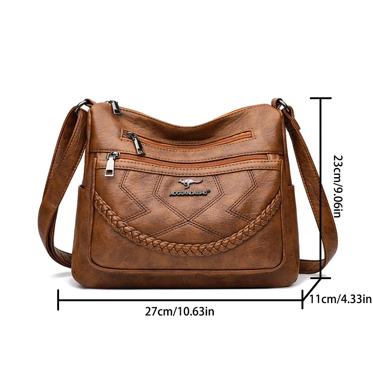 حقيبة كتف نسائية كلاسيكية مطرزة، مصنوعة من البولي...