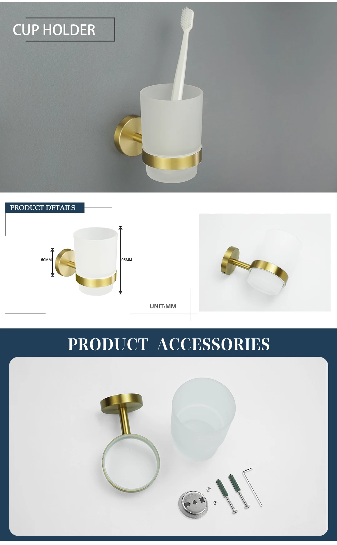 Brushed Gold Finish Bathroom Accessories