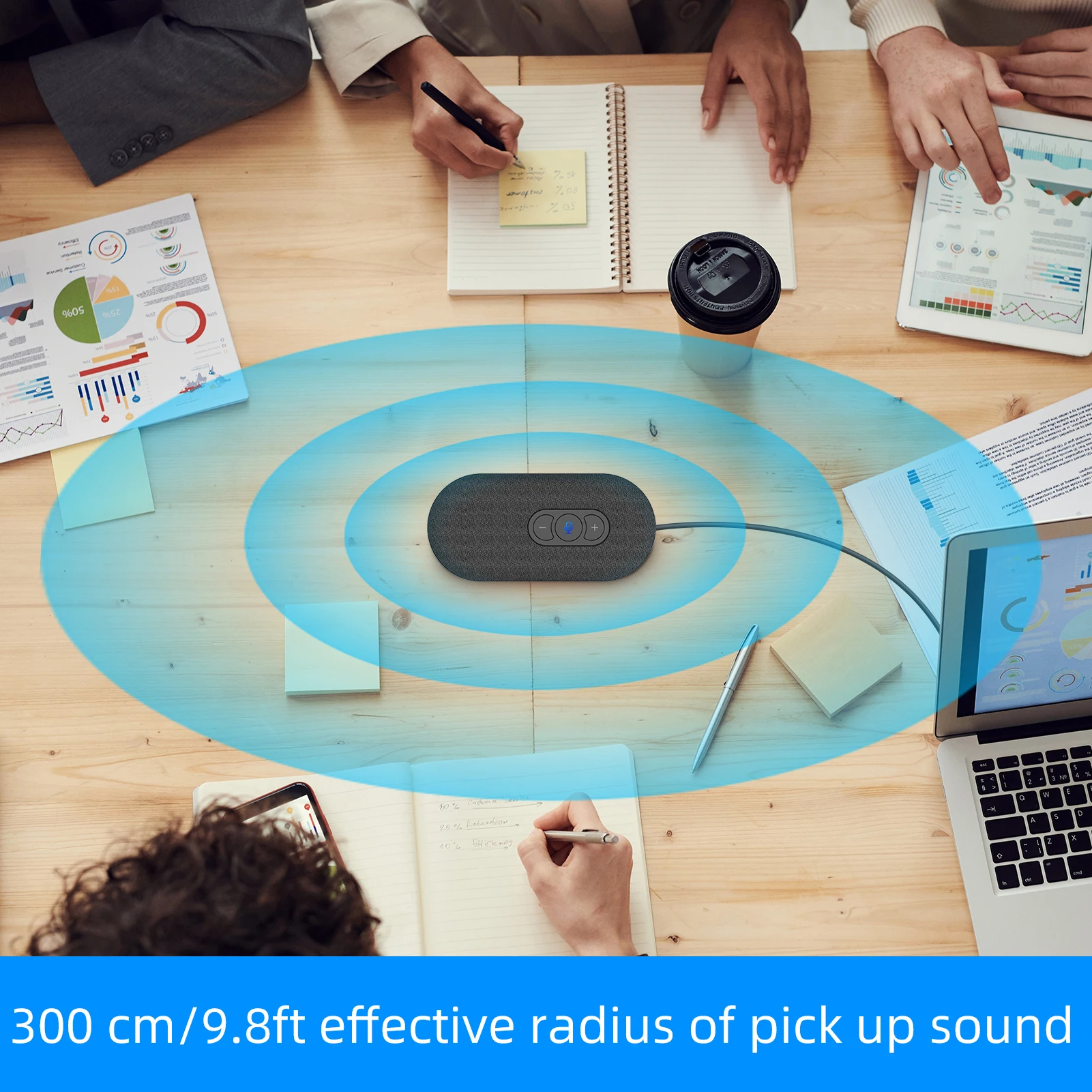 휴대용 USB 회의 마이크 스피커, 내장 Hi-Fi 스피커, 360 ° 무지향성 마이크, 오디오 회의 시스템
