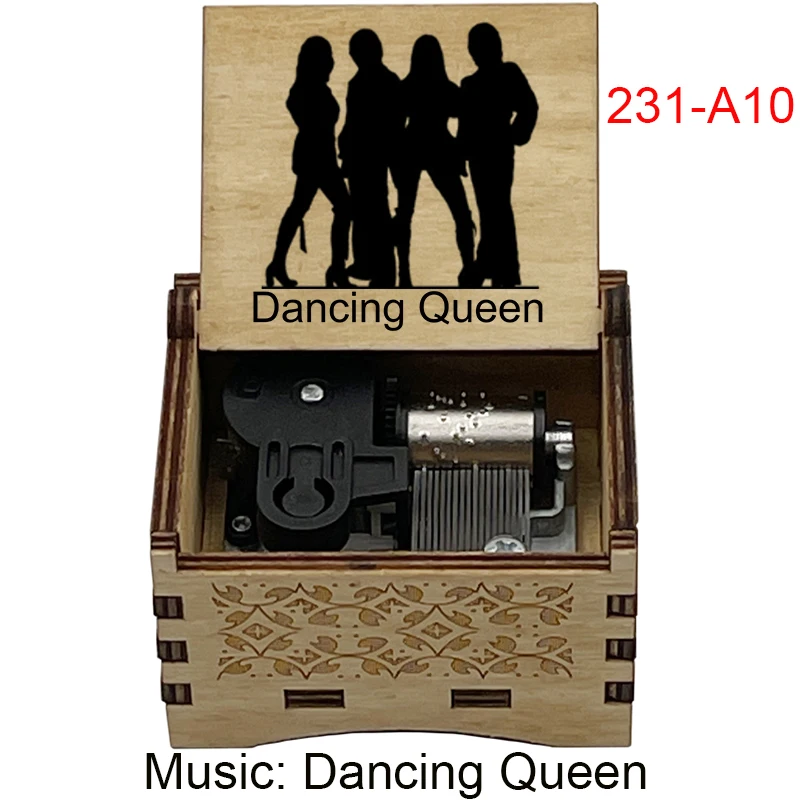 Dancing Queen Wooden Wind Up Music Box Swedish Rock Band Song Special Musical Gifts for Fans Friends Family Birthday Festival 4