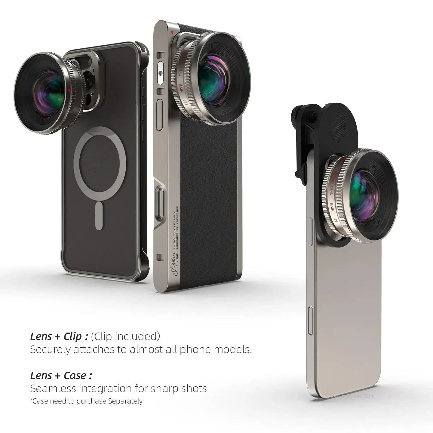 Fotorgear Lenti Esterne Retrò con Attacco T per Smartphone: Fisheye 8mm, Macro 45mm, Ultra Grandangolare 16mm, Ritratto 60mm - immagine 2