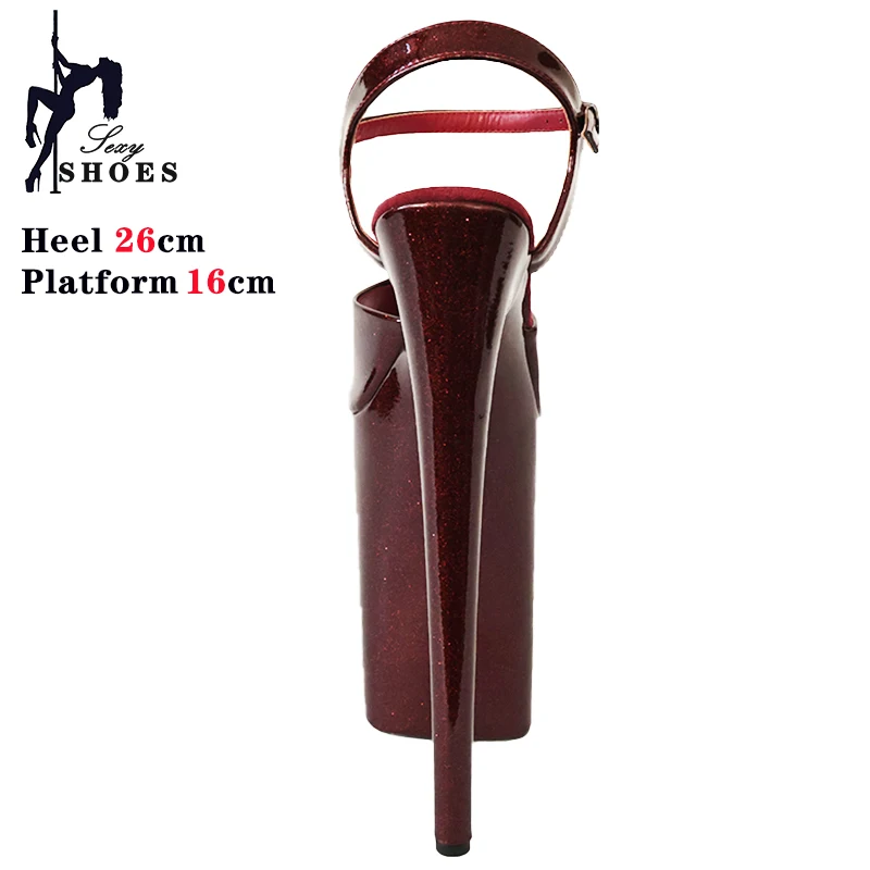 New 26cm/10Inch Super High Heel Women Sandals Glit Kristal Pole Dancing Shoes Waterproof Platform Shoes Model Catwalk Heels