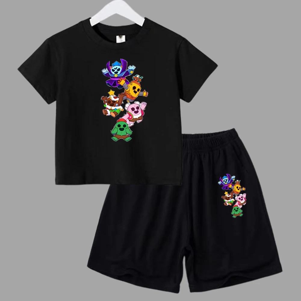 thumbnail image 1 of Conjunto de 2 piezas de camiseta y pantalones cortos de manga corta para niños y adolescentes de verano 2024, divertido juego de lucha, Anime, Cosplay, ropa de algodón para niños y bebés, 1 of 5