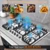 Bulit-In Gas Cooktop with Griddle, 5 Italy SABAF Powerful Burners Over 92% High Efficiency, Max 48300BTU Gas Stove Top, 304 Stai 3