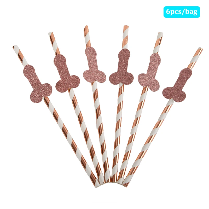 6pcs Hen Party Team Bride Straws Drink Straw Novelty Straw For Bar Bachelorette Night Party Supplies