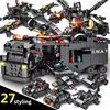 585pcs 8in1 SWAT Police Station Command Truck Model Building Blocks City Helicopter Bricks Kit Educational Toys for Children 2