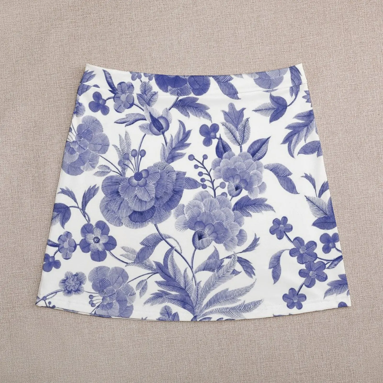 Fabulous Blue and White Asian Style Floral Mini Skirt skirt skirt women clothes