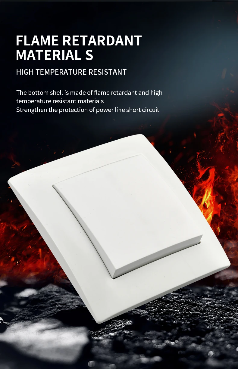 Description Picture 3 of itemWhite Classic Flame Retardant Plastic Panel 1 Gang 1 Way Wall Switch On / Off Rocker Switch 16A AC 250V 86mm*86mm