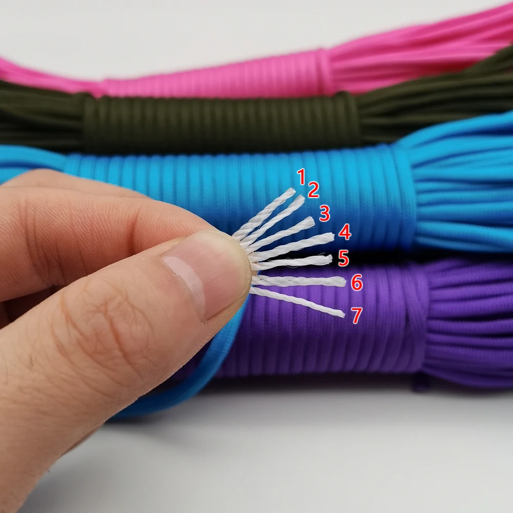 Paracord for Survival Parachute Cord Lanyard Camping Rope Hiking Clothesline Rope Dia.4Mm 5M/10M/31M Length 7 Stand Cores