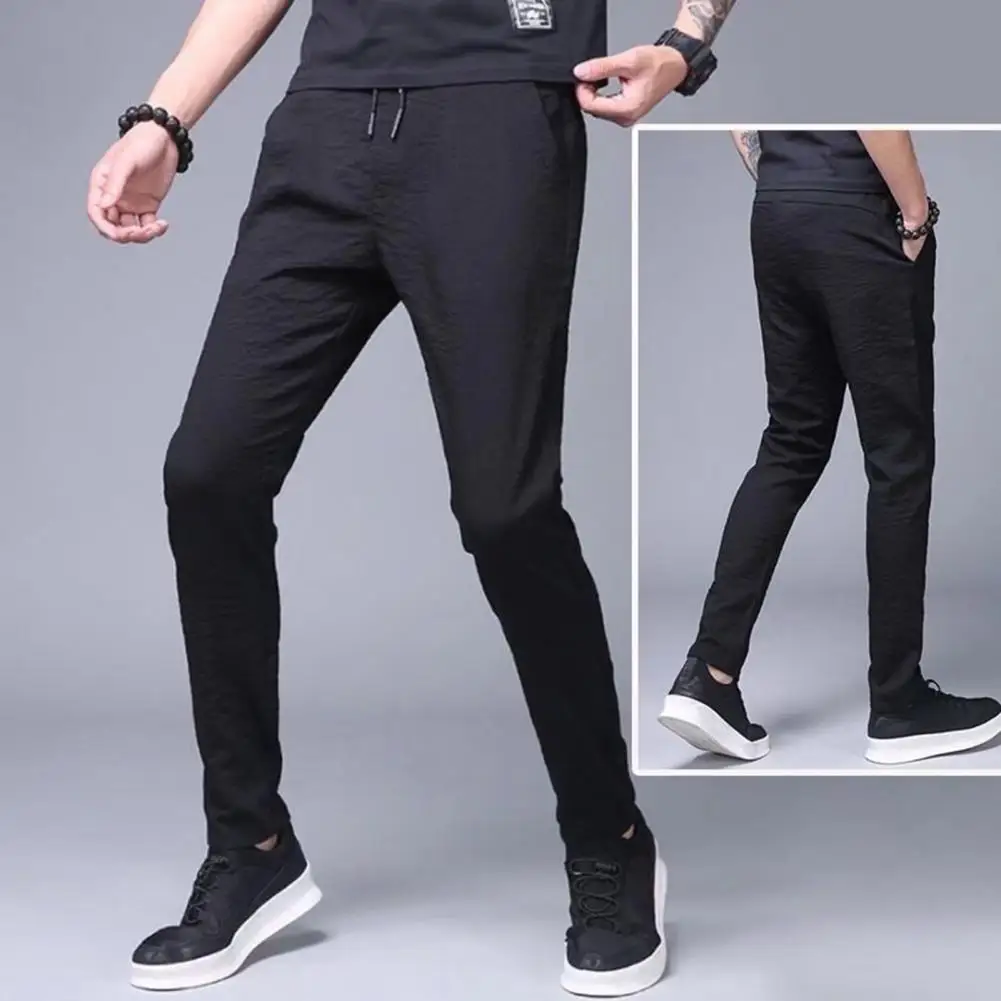 

Stylish Workout Pants Mid Waists Cool Lace-up Straight Sweatpants Summer Men Leggings for Daily Wear