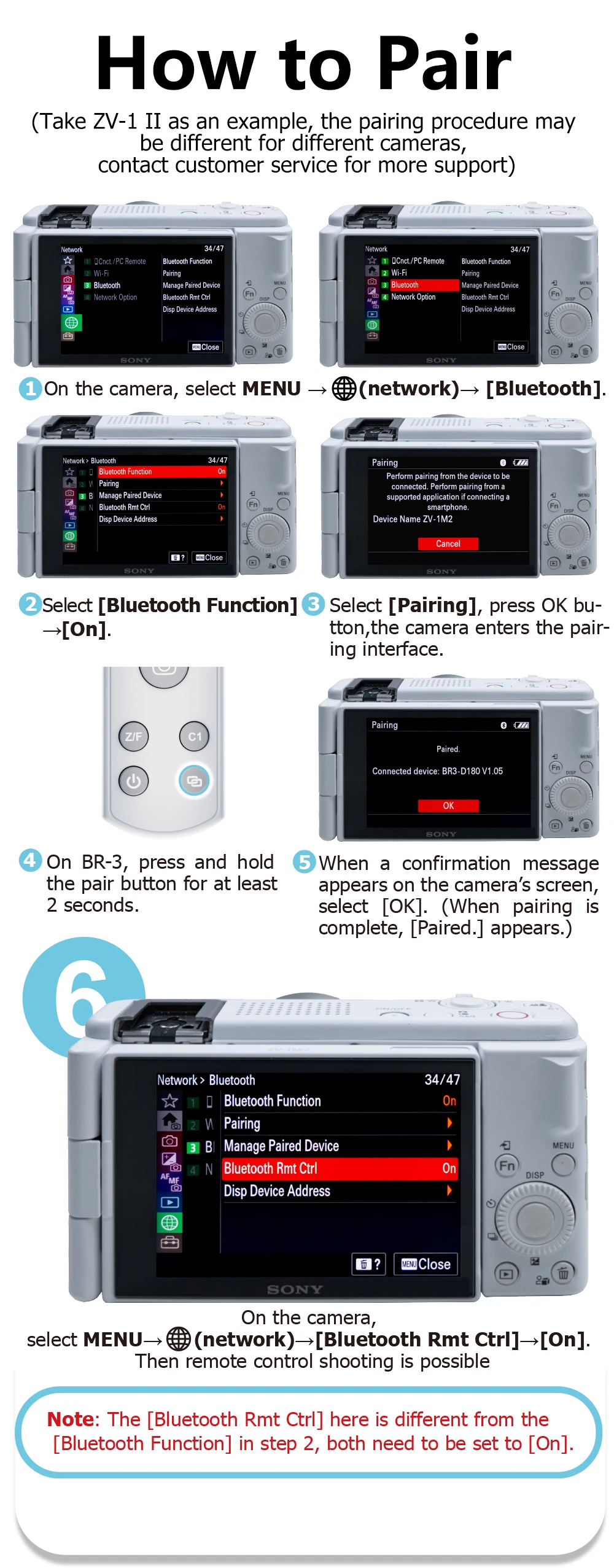 For Sony Camera Wireless Remote Control Rechargeable Shutter Release with OLED S