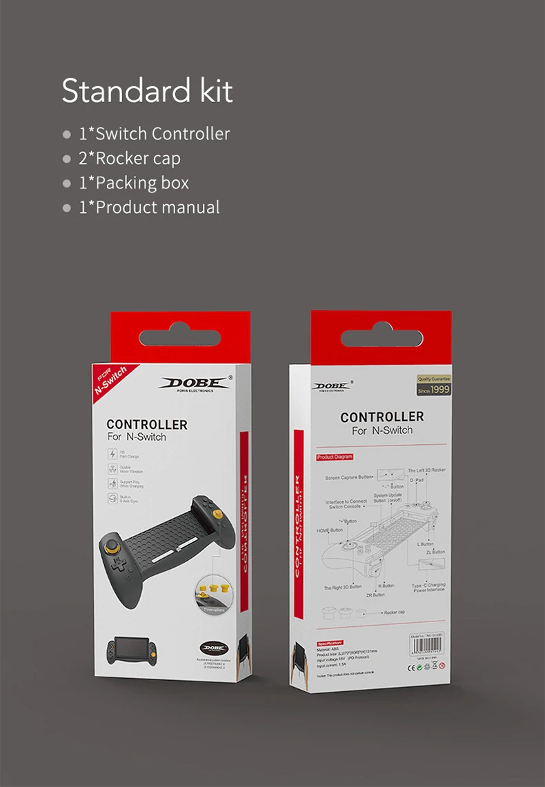 DOBE Switch Console Grip Controller fit for Nintendo Switch Game Accessories