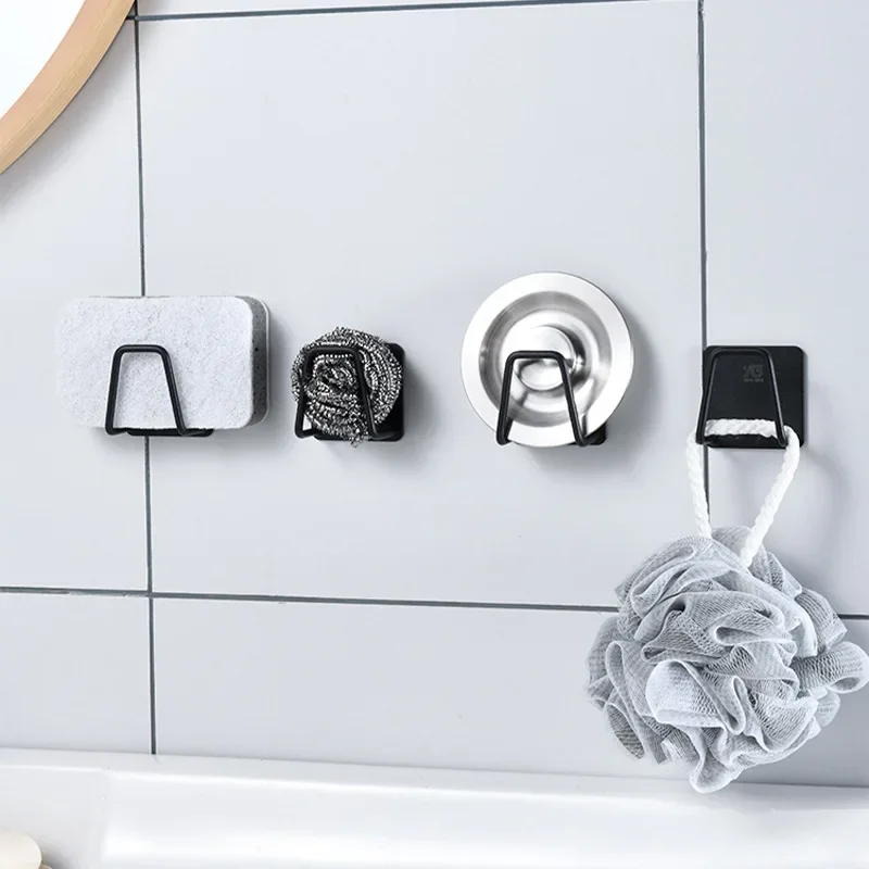 

Punch-free sponge rack stainless steel sponge drain rack steel ball rag storage rack sink storage rack hanger hooks