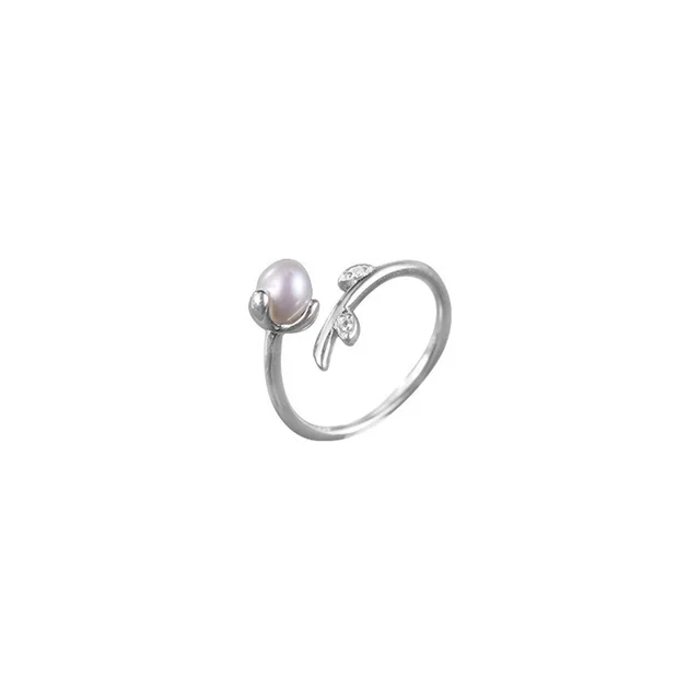 Imitation Pearl Sprouting Open Ring for Women Simple Daily Casual Jewelry Gift Suitable for Giving To Girlfriends 5