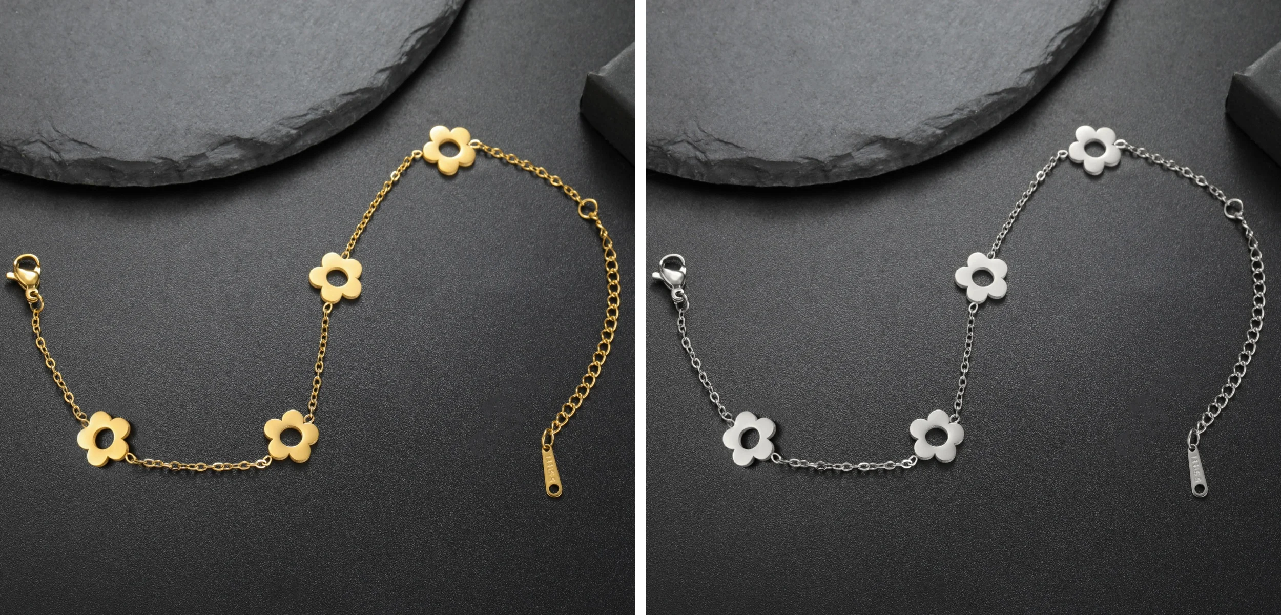 Kkjoy Neue Einfache Edelstahl Gold Farbe Design Blume Armband Für Frauen Blume Einstellbare Charm Armband Partei Schmuck Geschenk – Detail 6