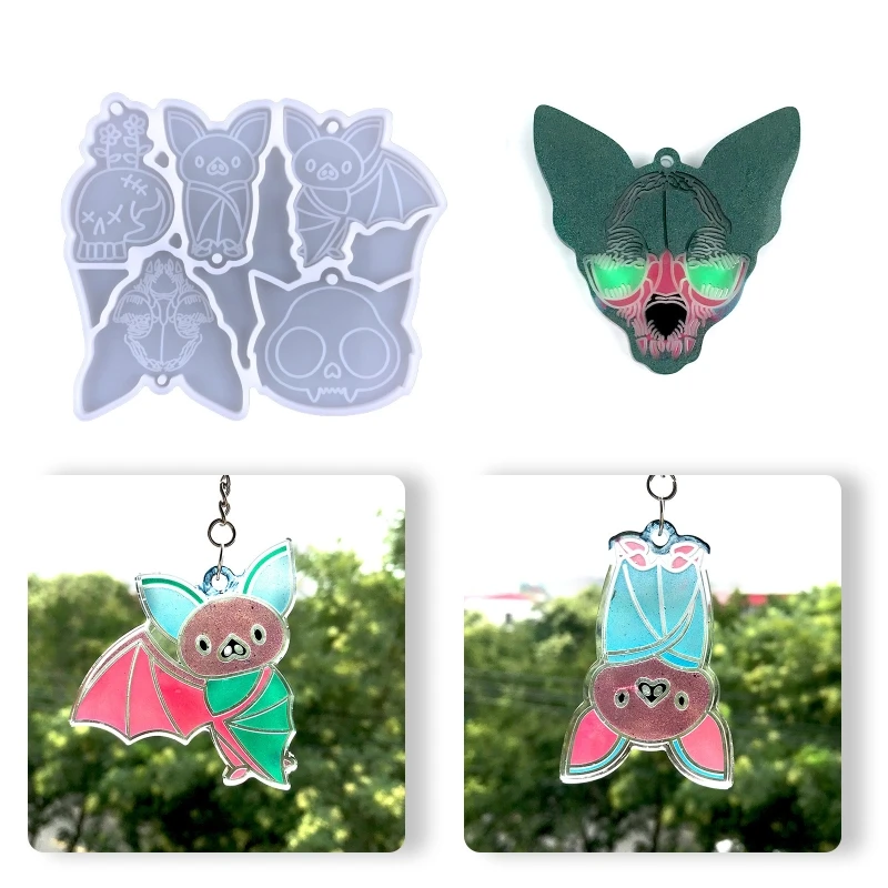 

Bat Earring Resin Mold Halloween Earring Silicone Molds with Hole DIY