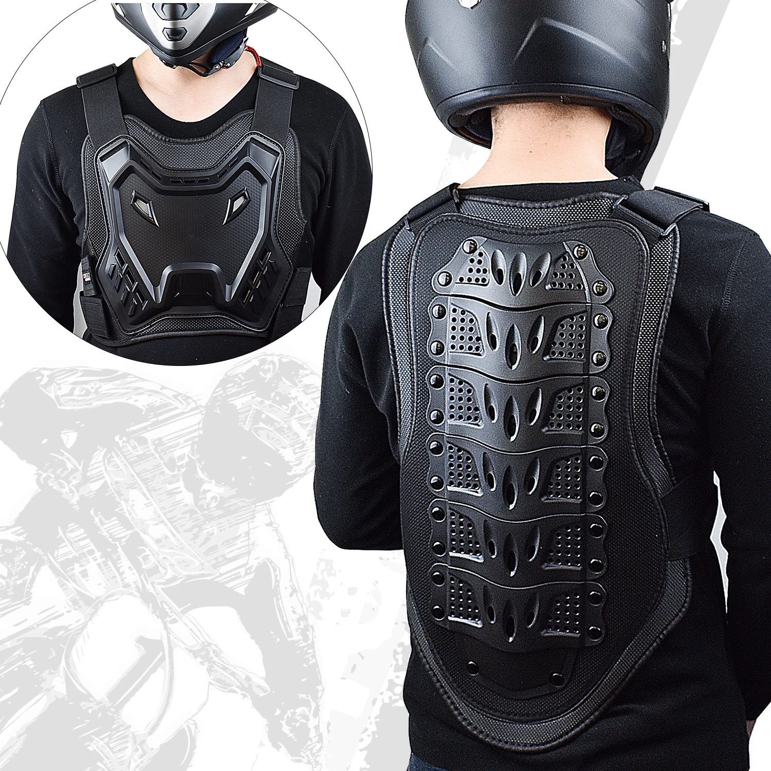 Motorcycle Armor Vest Dirt Bike Chest Protector Motocross for Adult Mountain Bike Off-Road Racing MTB Riding Protective Gear