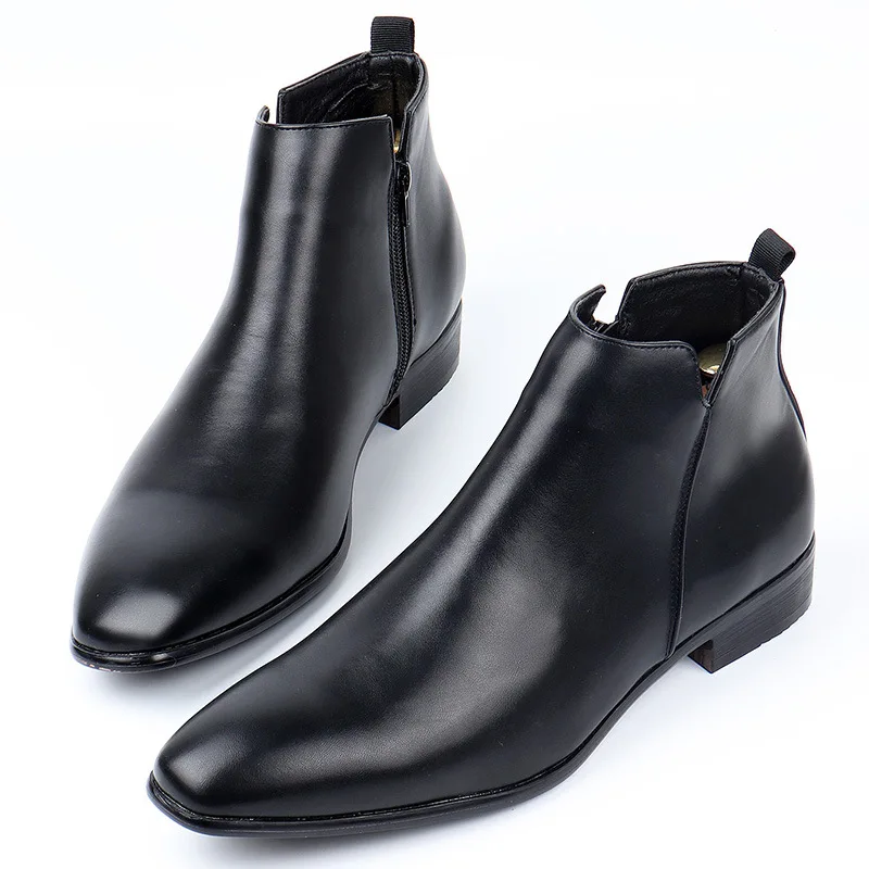 

Men's Classic Retro Chelsea Boots Men British Fashion Leather Ankle Boot Mens Casual Short Boots High-Top Shoes Plus Sizes