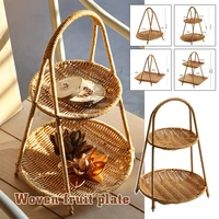 Rattan Imitation Woven Fruit Storage Tray, Dried Fruit Tray, Candy Snack Rack, European-Style, Dry Fruit Bowl, Afternoon Saucer 1