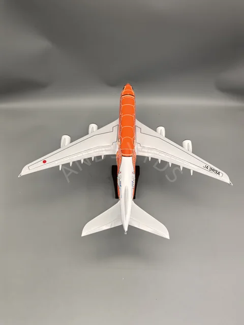 NEW 47CM Airbus a380 Orange Turtle Airplane Model Japan Air