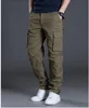 2024 New Large Pocket Loose Overalls Men's Outdoor Sports Jogging Tactical Pants Elastic Waist Pure Cotton Casual Work Pants 2
