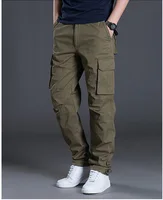 2024 New Large Pocket Loose Overalls Men's Outdoor Sports Jogging Tactical Pants Elastic Waist Pure Cotton Casual Work Pants 2