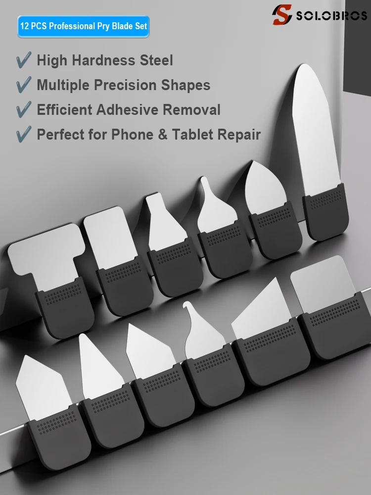 솔로브로스 TE-203 12-in-1 분해 키트, 휴대폰 배터리, 스크린, 후면 커버 및 후면 유리 수리용 정밀 블레이드, 개봉 도구