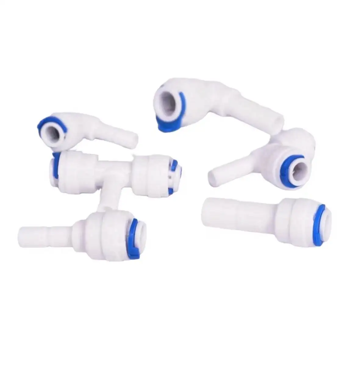 Fit for 1/4" 3/8" OD Tube Pushfit 1/4" 3/8" Plug End Cap Elbow Tee Connector Fitting Aquarium Reverse Osmosis RO Water Dispenser
