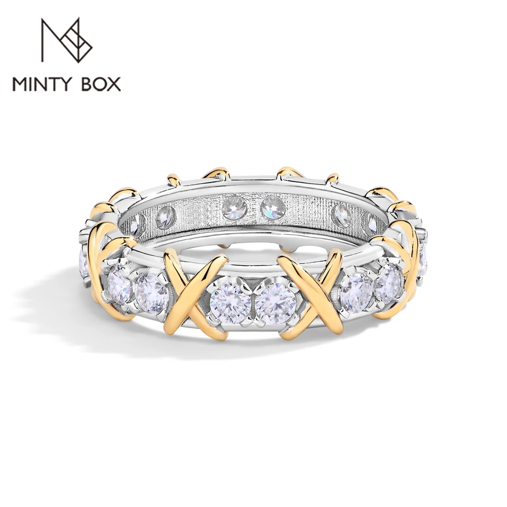 MINTYBOX 1.04ct Moissanite Wedding Band S925 Silver Knots Crossover 18k White Gold Plated Lab Grown Diamond Ring Women Gift