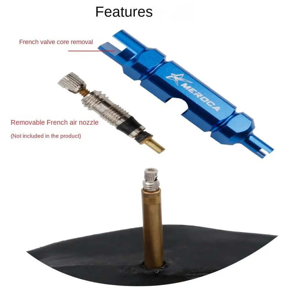 3 in 1 Schrader Valve Tool Aluminium Alloy Disassembly Valve Core Wrench Prismatic Shape Portable Air Nozzle Wrench